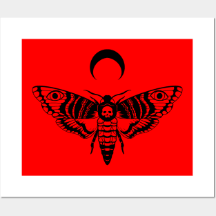 Death’s Head Moth Black and Red Posters and Art